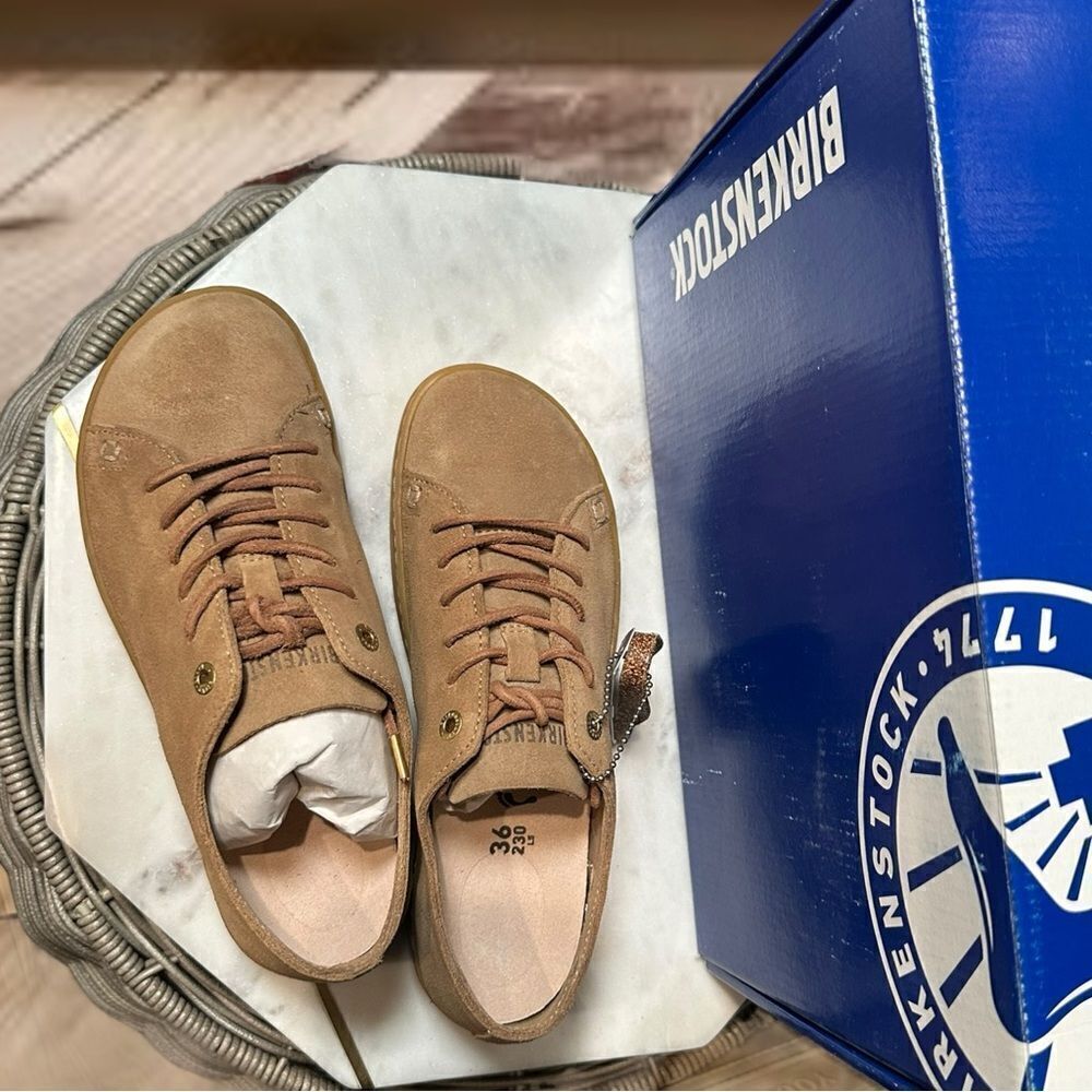 BIRKENSTOCK Arran Leather Lace Up Sneaker Shoes Sand Size 36 - Picture 6 of 14